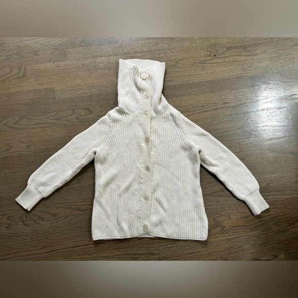 Talbots 100% Cotton Cream White Cardigan Button Front Womens size LP - Picture 2 of 7